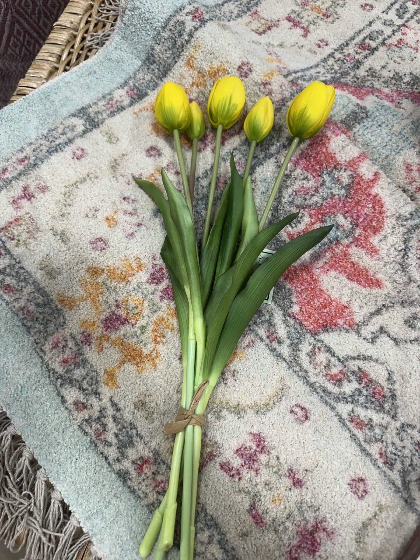 15.25" Yellow PL Soft Touch Tulip Bundle x 5