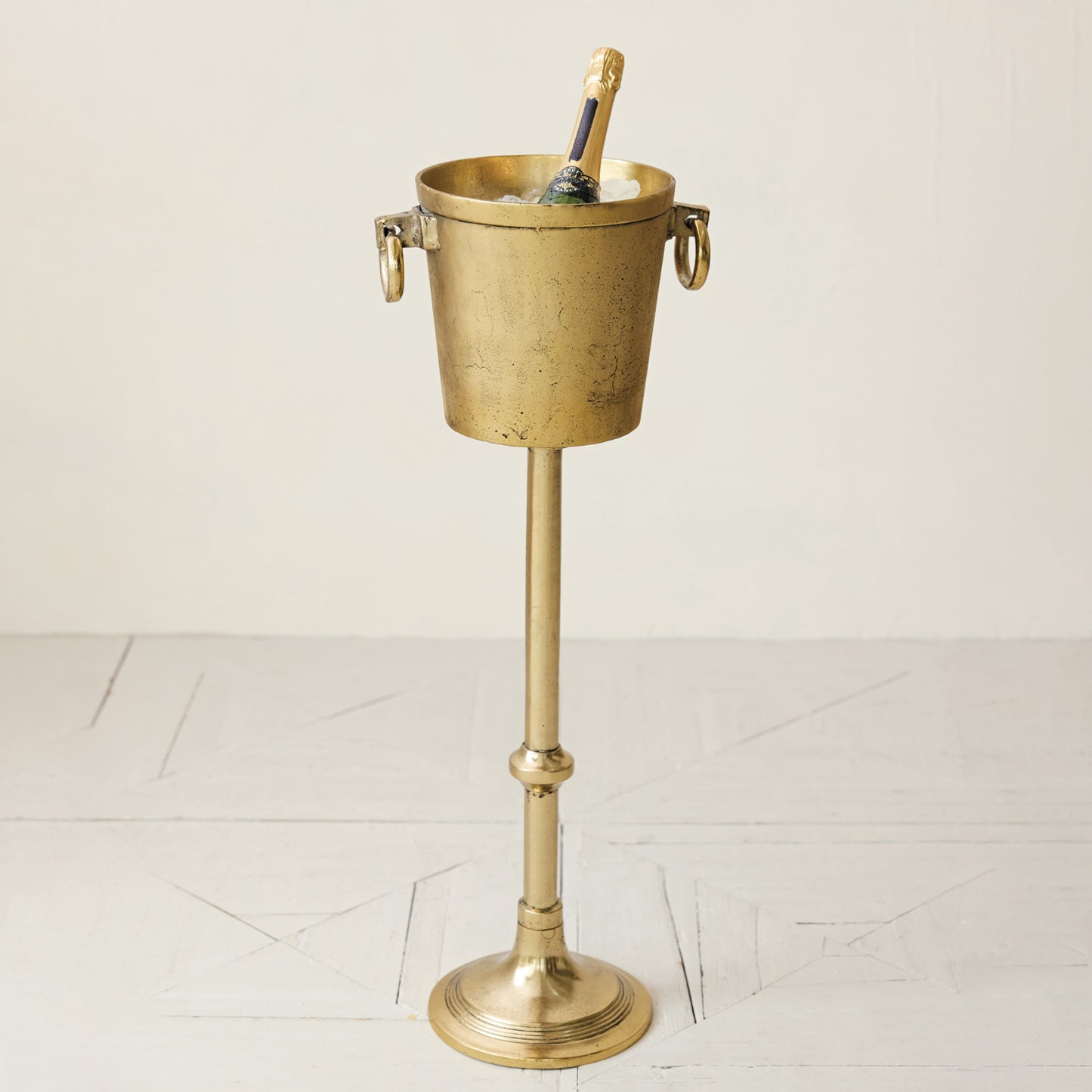 5-1/2 Quart Cast Aluminum Ice Bucket/Bottle Cooler w/ Ring Handles, Gold Finish