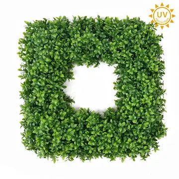 22" Artificial Square Boxwood Wreath, UV Tolerant