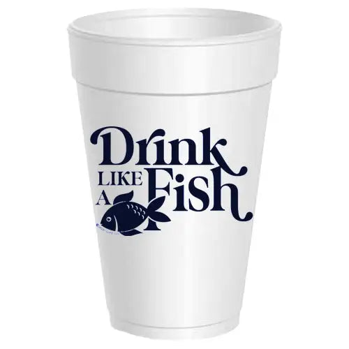 Drink Like a Fish Styrofoam Cups, 10 per Sleeve