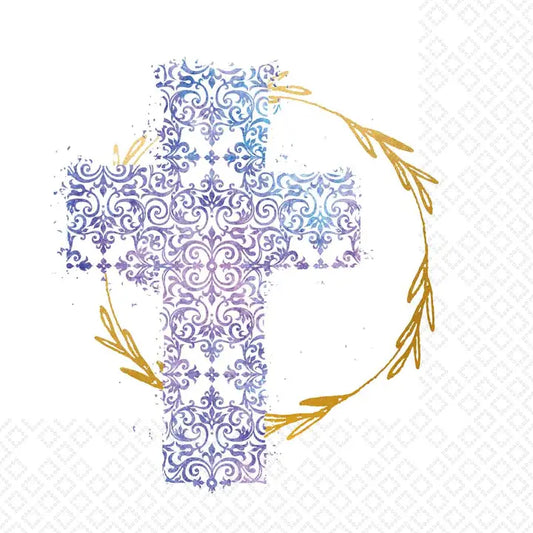 Blue Filigree Cross Napkins, 2 Sizes