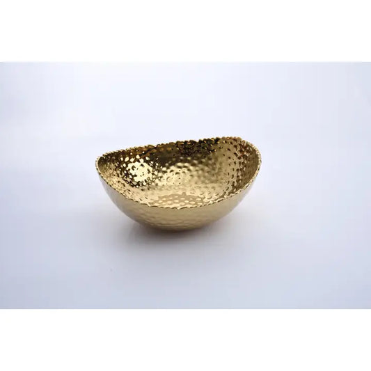 Gold Hammered Large Oval Bowl