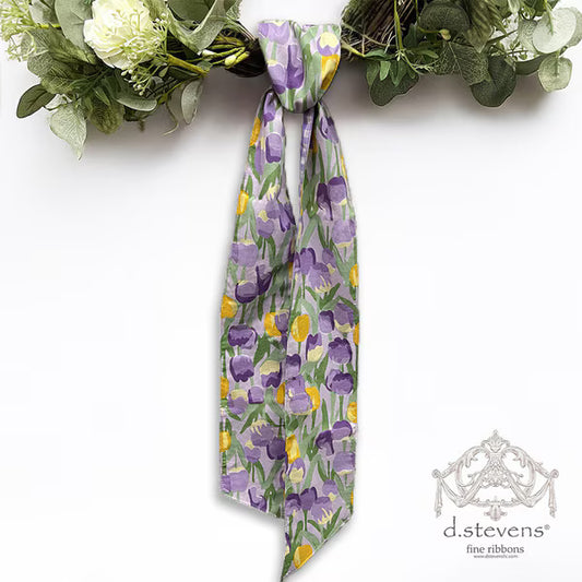 54" Purple Poplin Tulip Watercolor Sash