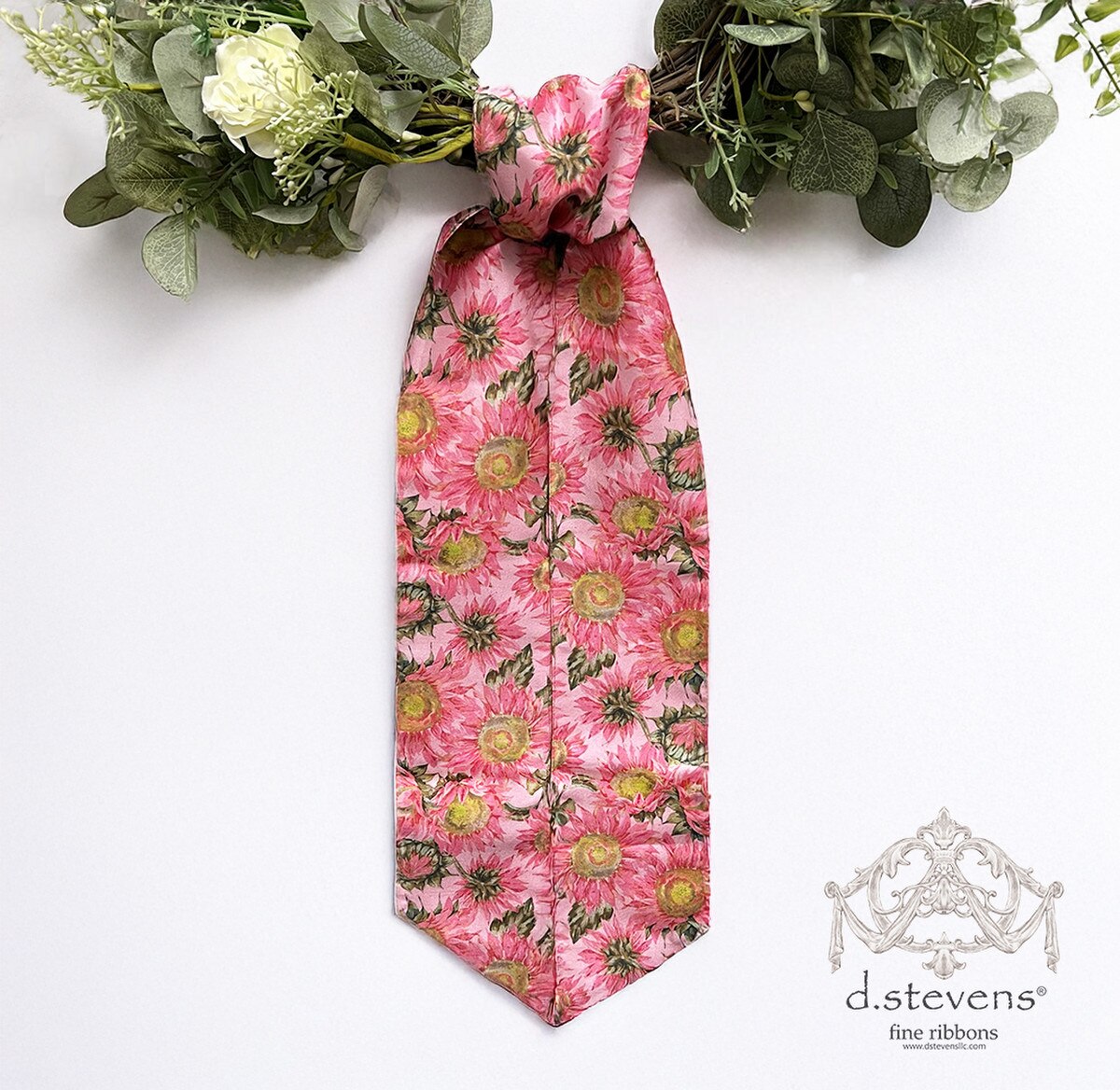 54" Pink Satin Sunflower Sash