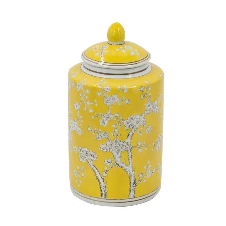 Yellow Floral Lidded Jar