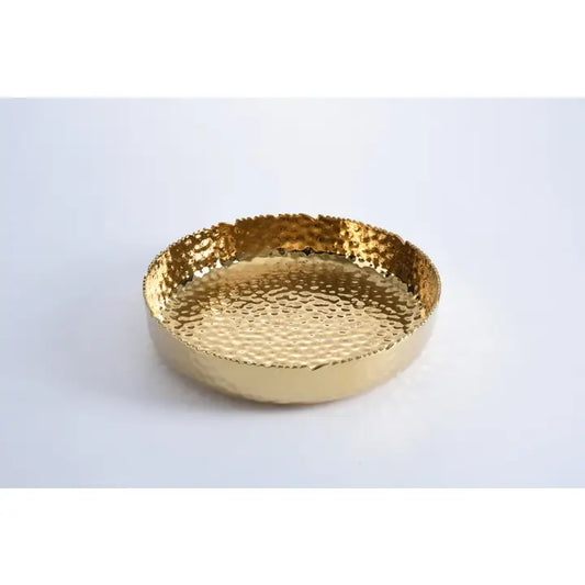 Hammered Gold Extra Large Shallow Bowl