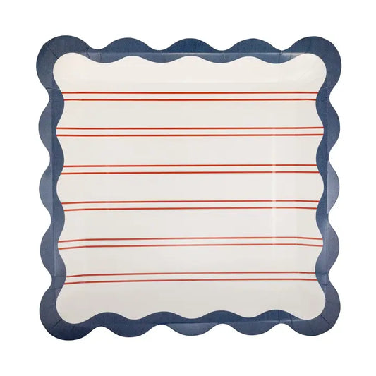 11" Red Stripes Paper Plate