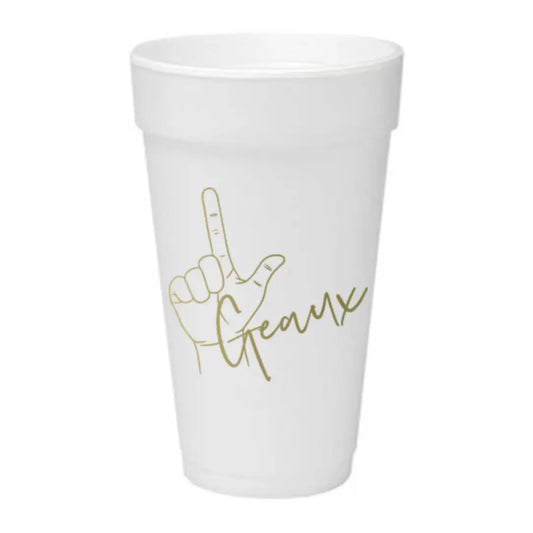 Gold Geaux Styrofoam Cups