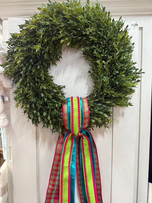 Shimmering Teal Plaid Ribbon Sash