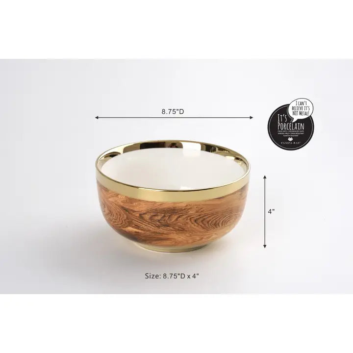 Madera Wood & Gold Medium Bowl
