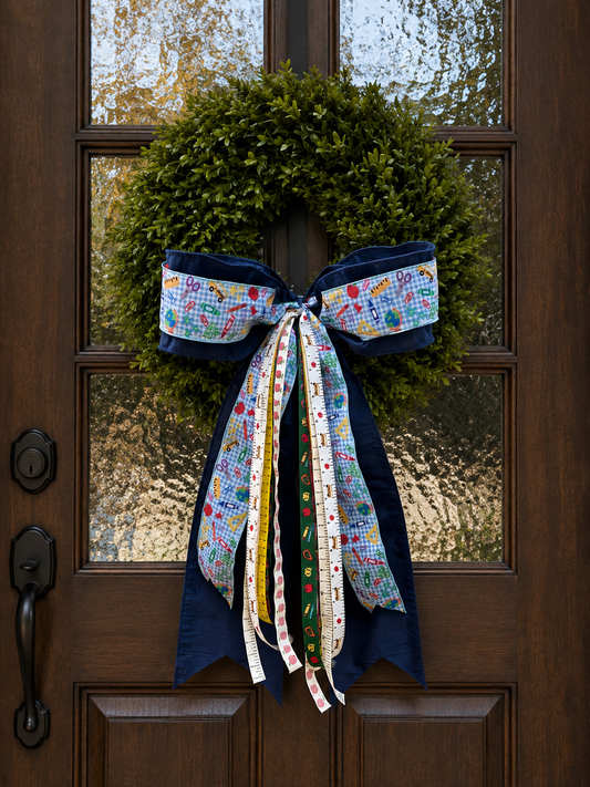 Navy Gingham BTS Bow