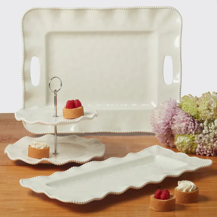Perlette Cream Melamine 2 Tier Server