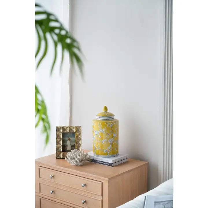 Yellow Floral Lidded Jar