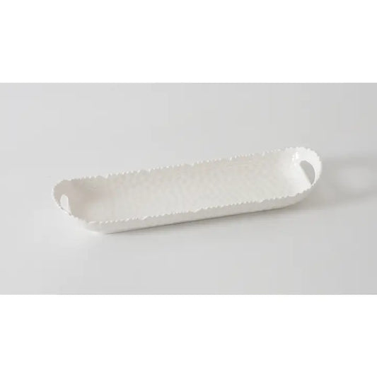 Melamine White Wavy Long Tray w/ Handles