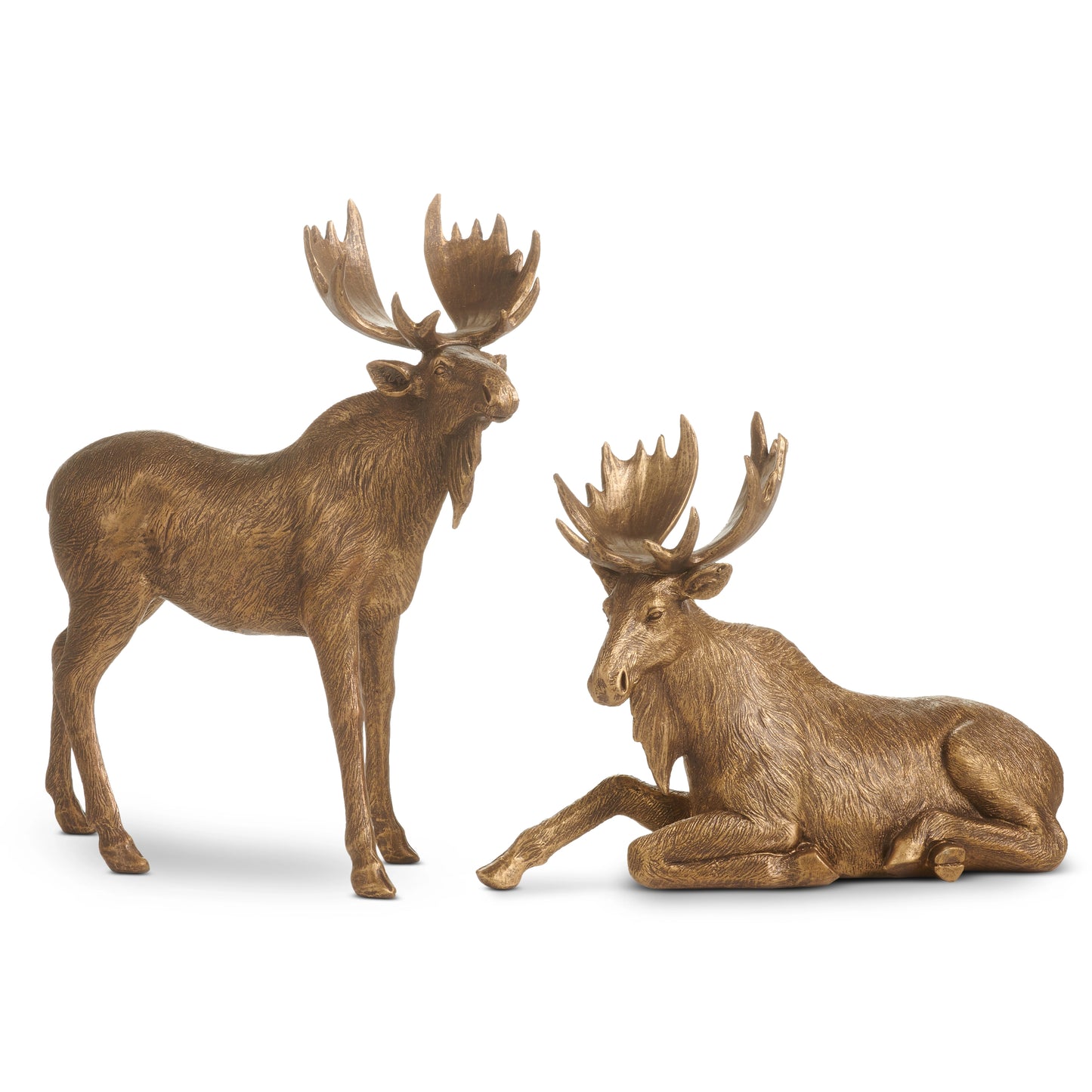 Antique Gold Moose, Set of 2