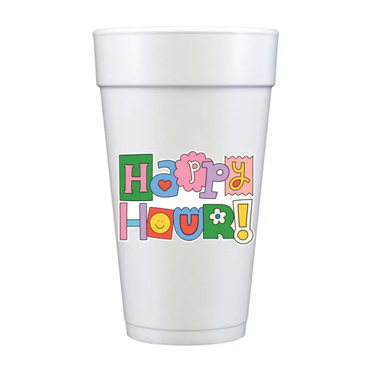 'Happy Hour' 20oz. Styrofoam Cups