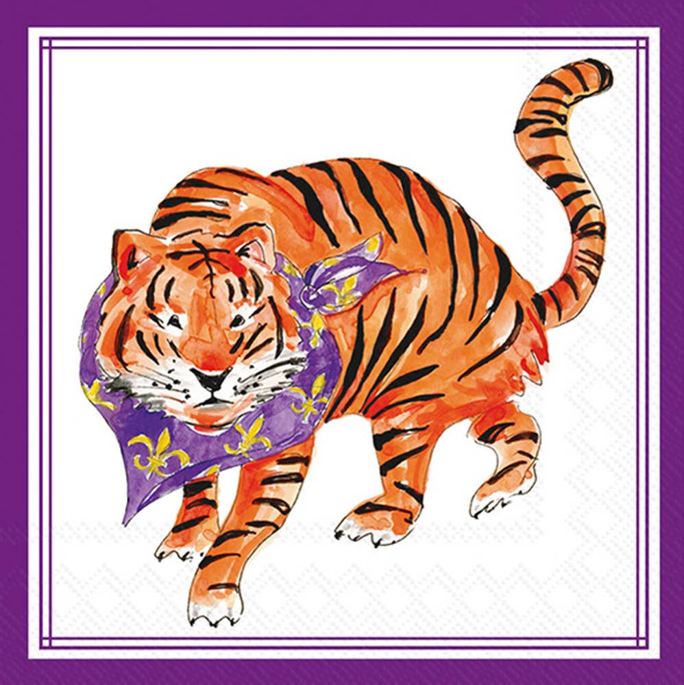 Paper Cocktail Napkins:Purple Tiger Hometown Pride
