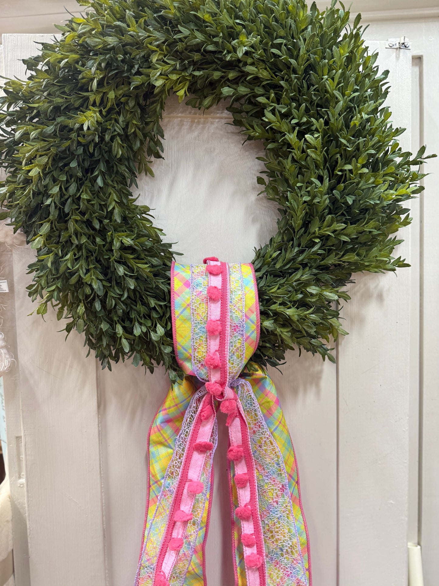 Multi Plaid Lavender & Pom Pom Ribbon Sash