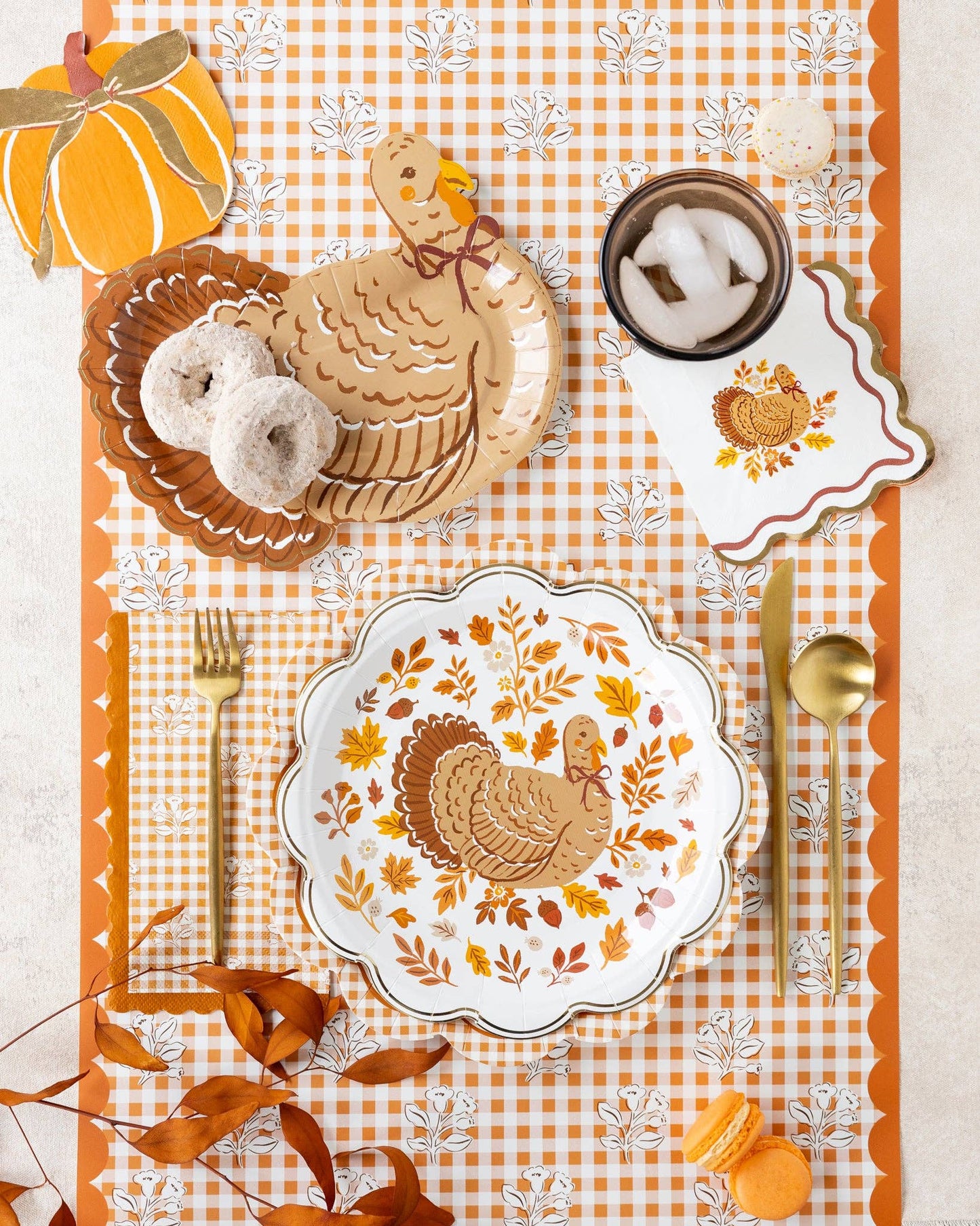 Rust Gingham Block Print Dinner Paper Napkins