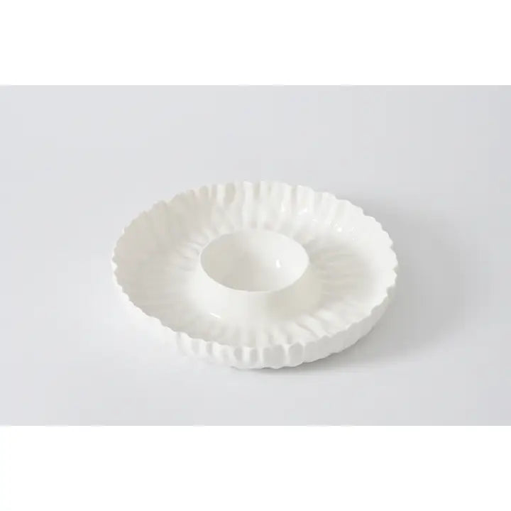 White Porcelain Chip & Dip Server