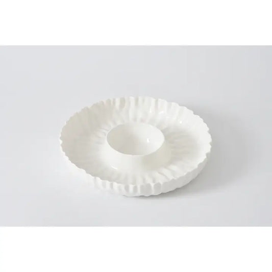White Porcelain Chip & Dip Server