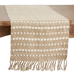 Natural Stitched Stripe Table Runner