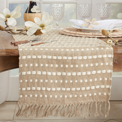 Natural Stitched Stripe Table Runner