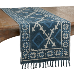 Blue & White Distressed Rug Runner