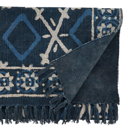 Blue & White Distressed Rug Runner