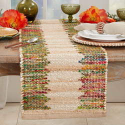 Rainbow banded Embroidered Runner