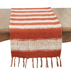 Orange Striped Table Runner