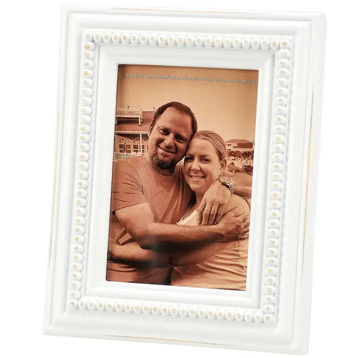 4x6 White Beaded Photo Frame