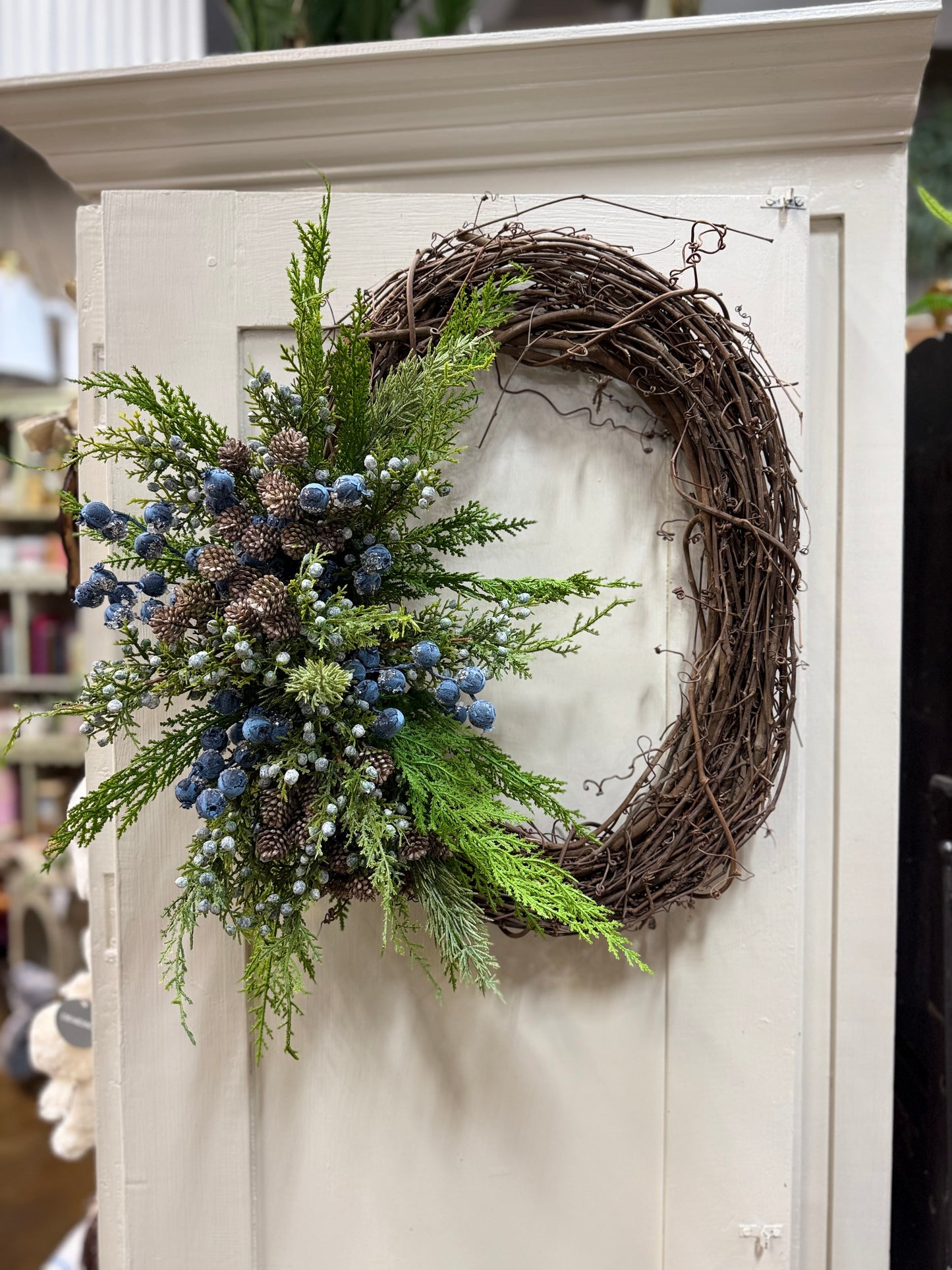 Cedar/Pinecone/Berry Blue Vine Wreath