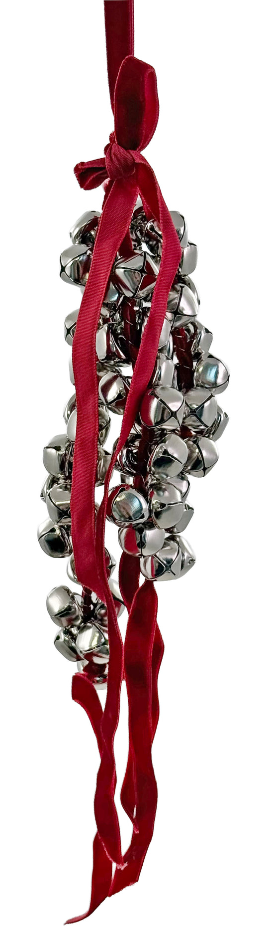 12" Metal Jingle Bells on Velvet Ribbon, 2 Colors