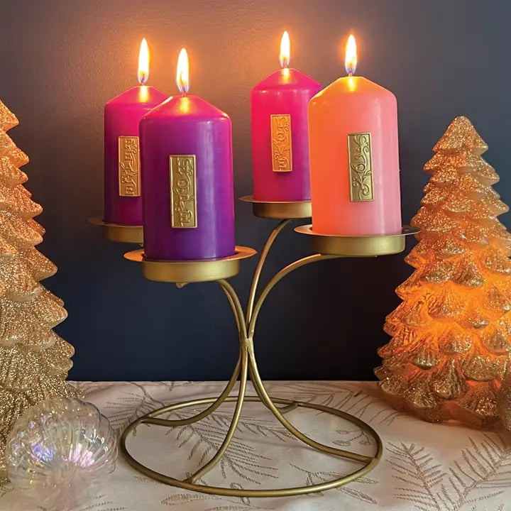 Pillar Advent Candles w/ Holder Stand