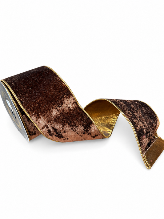 JME Metallic Dupion Dark Brown Ribbon-4”x10YD