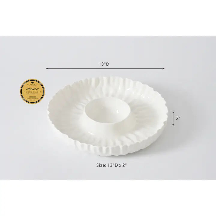 White Porcelain Chip & Dip Server