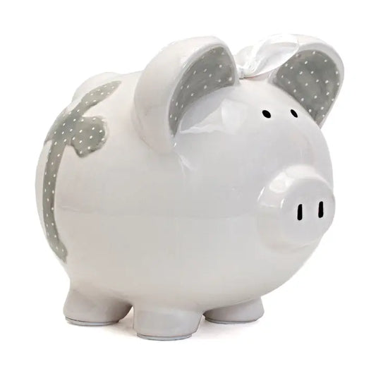 Large Faith Gray Piggy Bank