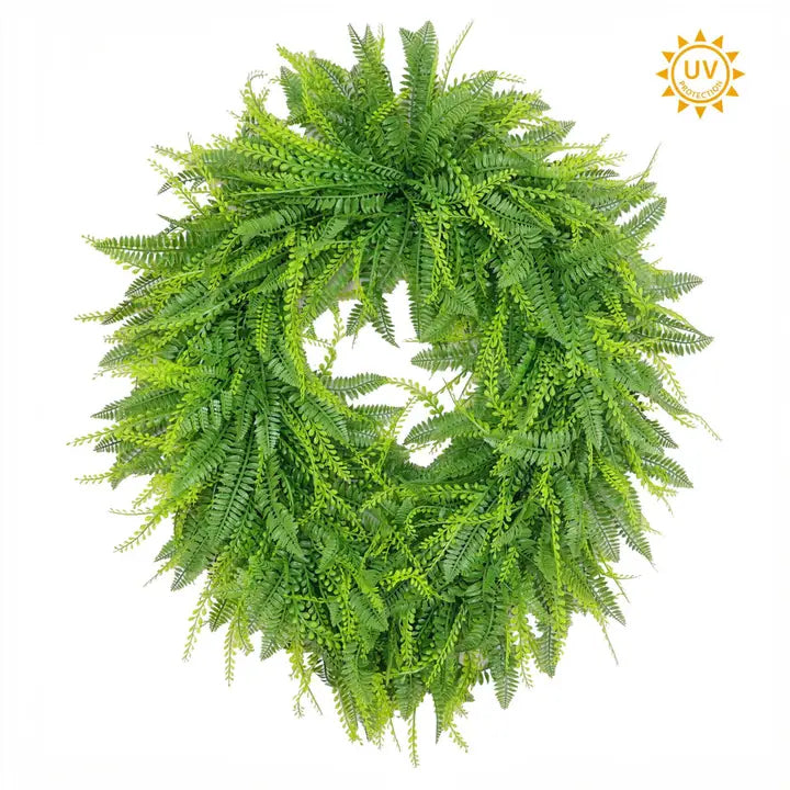 32" Fern Bead Grass Oval Wreath