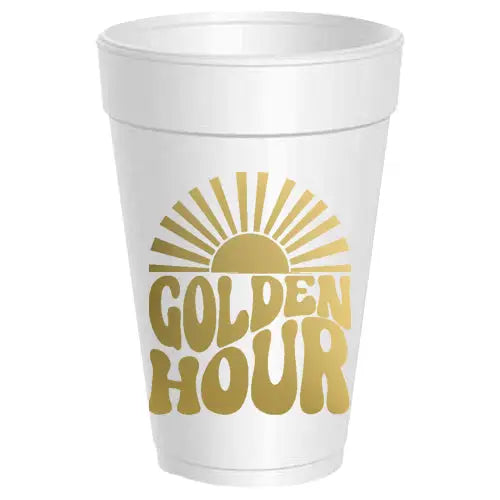 Golden Hour Styrofoam Cups, 10 per Sleeve