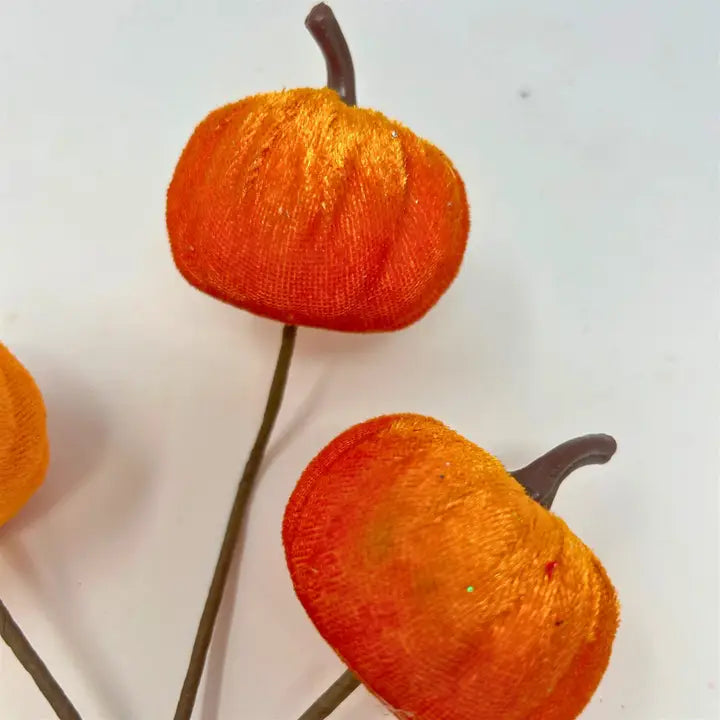 9" Orange Velvet Pumpkin
