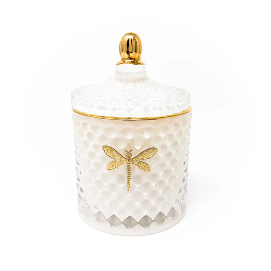Dragonfly White Bella Candle- Whitewood & Saffron