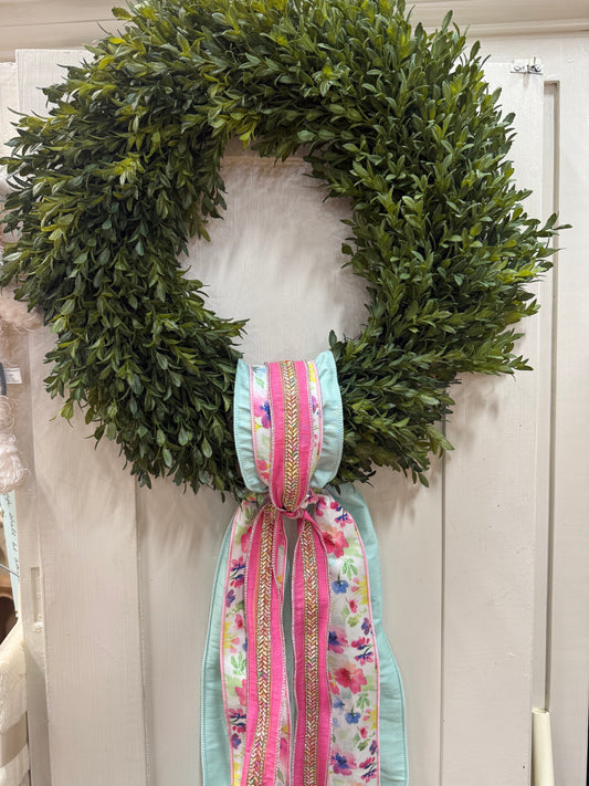 Minty Jeweled Floral Ribbon Sash