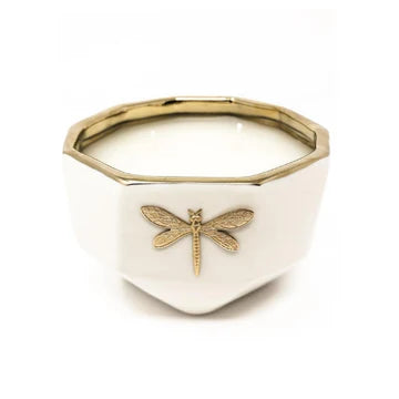 Dragonfly Large Gold Capri Candle-Lemon & Green Tea