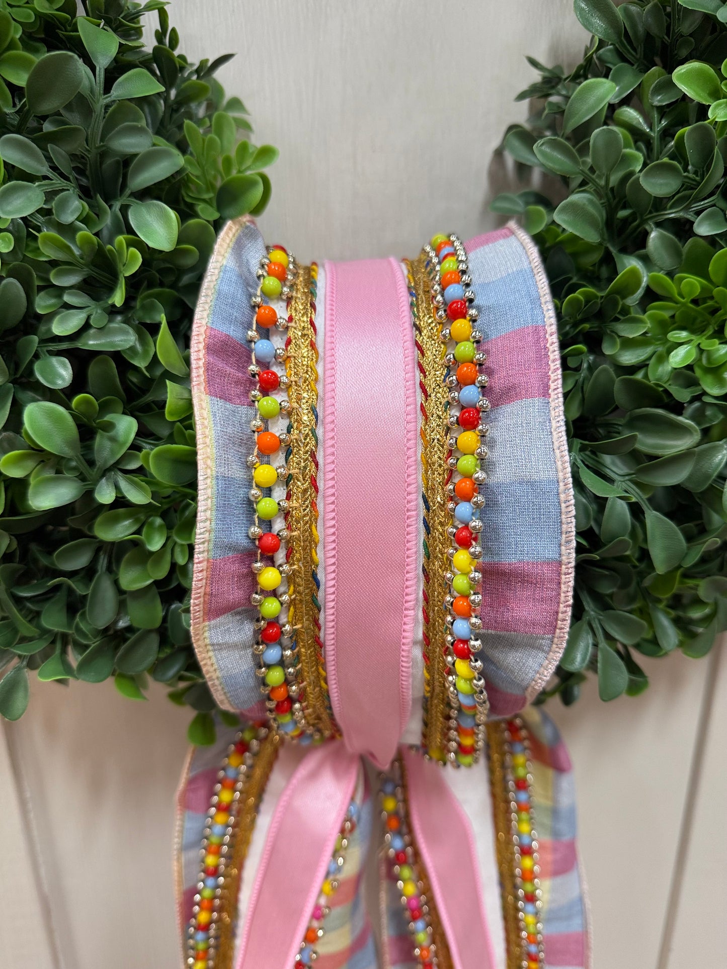 Cotton Candy Beaded Ribbon Sash