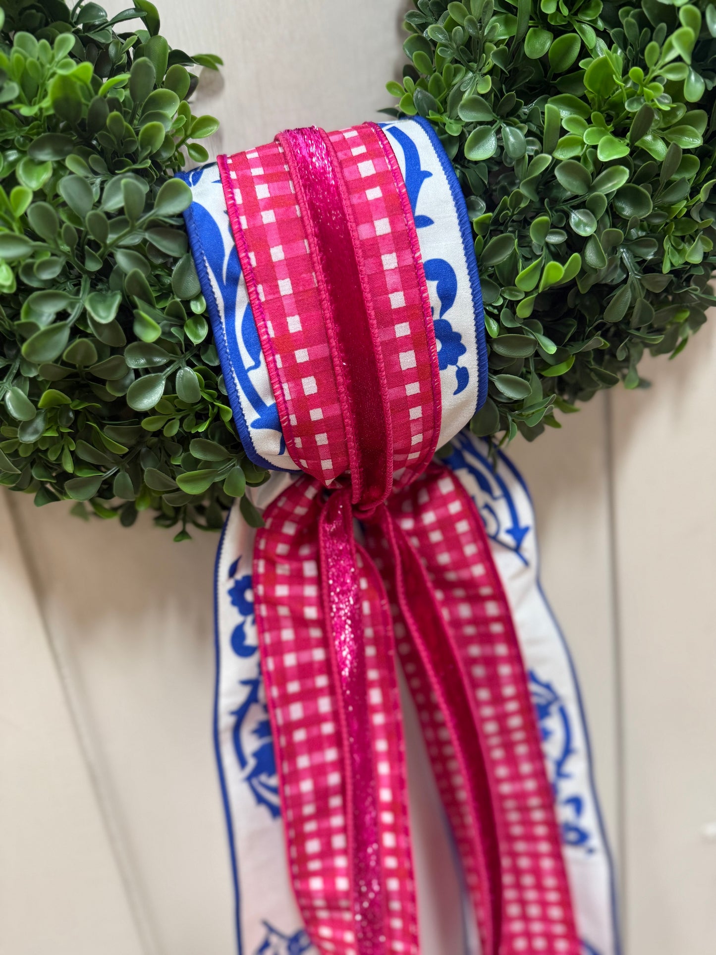 Blue & White Gingham Ribbon Sash