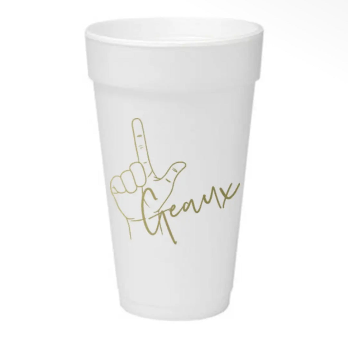 ‘Geaux’ Gold Styrofoam Cups
