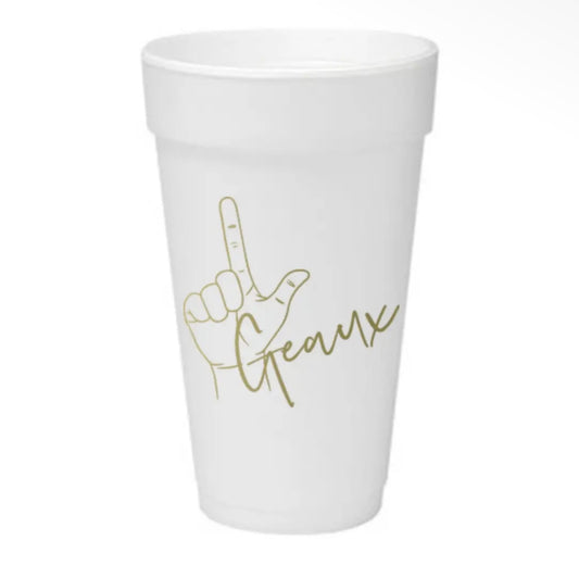 ‘Geaux’ Gold Styrofoam Cups