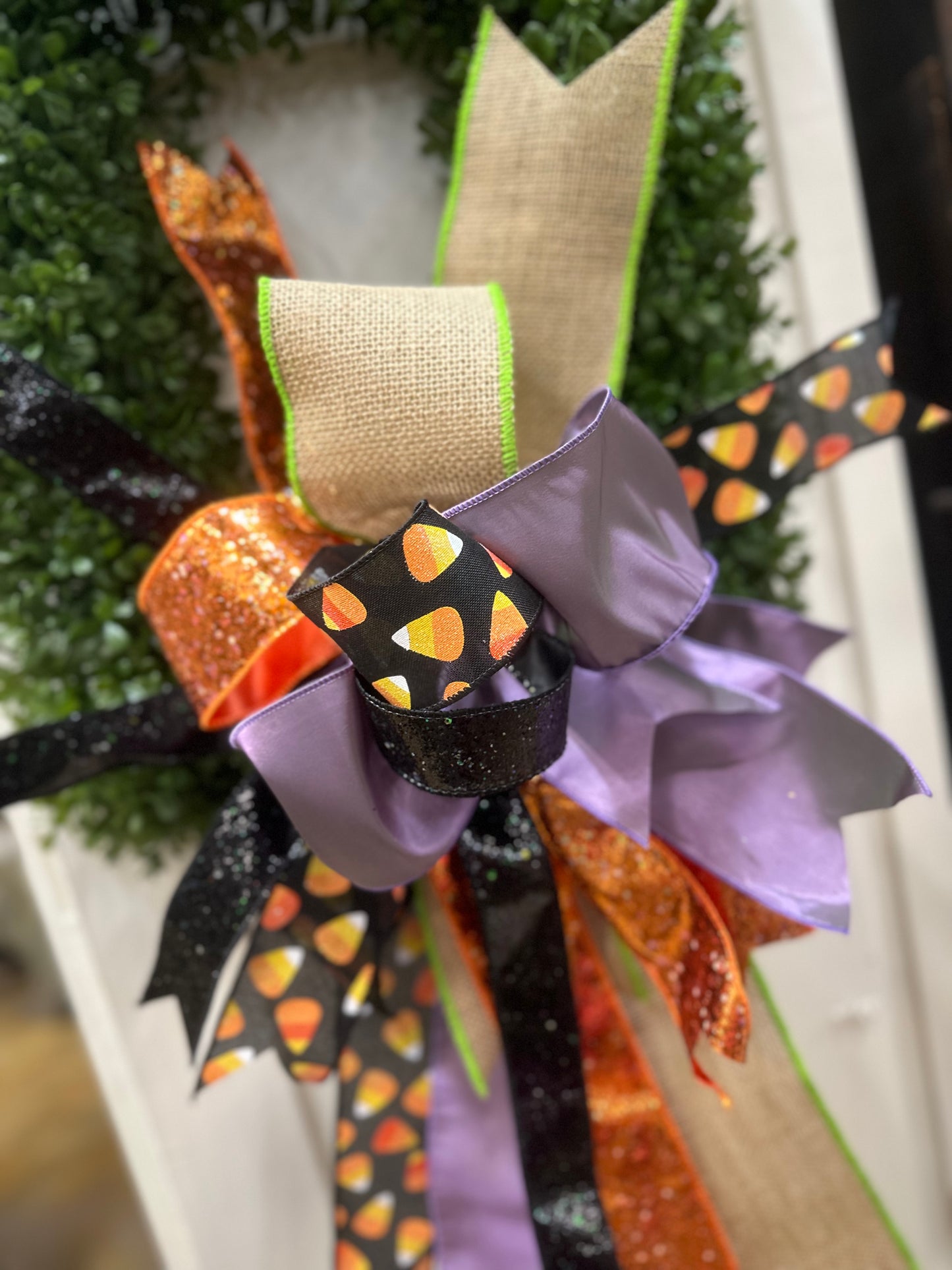 Candy Corn & Glitter Halloween Bow