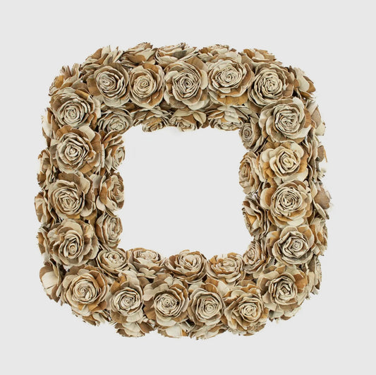 Shola Cottage Rose 18” Natural Square Wreath